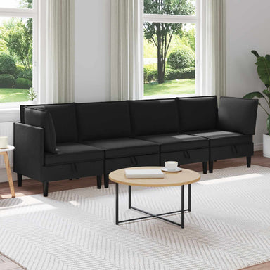 Woonkamer Meubelset 4 st Zwart Stof