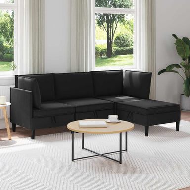 Woonkamer Meubelset 4 st Zwart Stof