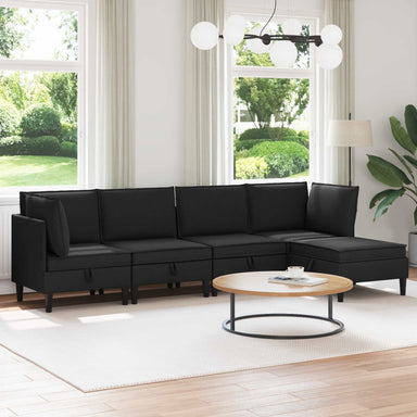 Woonkamer Meubelset 5 st Zwart Stof