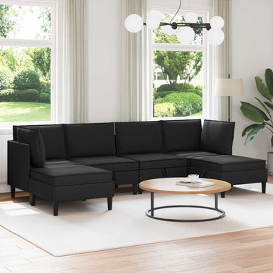 Woonkamer Meubelset 6 st Zwart Stof
