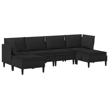 Woonkamer Meubelset 6 st Zwart Stof