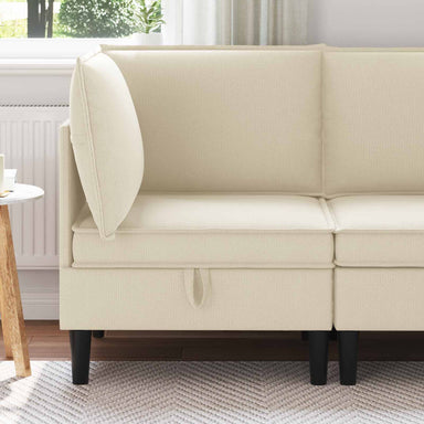 Hoeksofa met Opbergruimte Crèmekleurig Fluweel