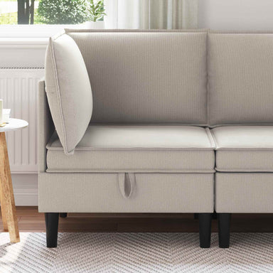 Hoeksofa met Opbergruimte Havermout Fluweel