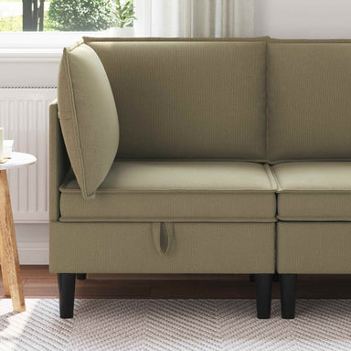 Hoeksofa met Opbergruimte Kaki Fluweel