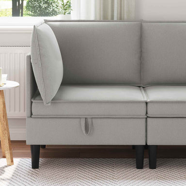 Hoeksofa met Opbergruimte Lichtgrijs Fluweel