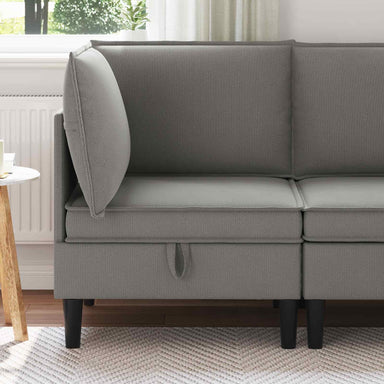 Hoeksofa met Opbergruimte Donkergrijs Fluweel