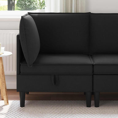 Hoeksofa met Opbergruimte Zwart Fluweel