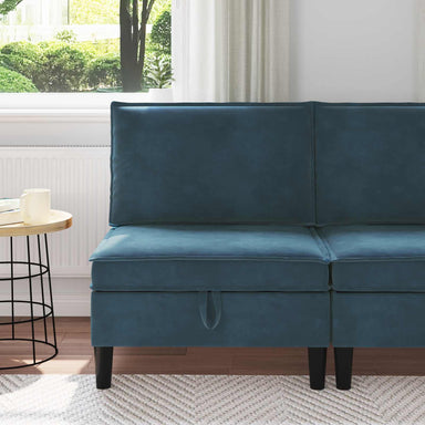 Middelste Bank met Opbergruimte Blauw Fluweel