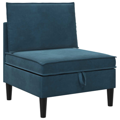 Middelste Bank met Opbergruimte Blauw Fluweel