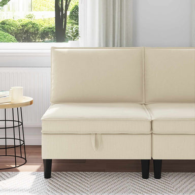 Middelse Sofa met Opbergruimte Crèmekleurig Fluweel