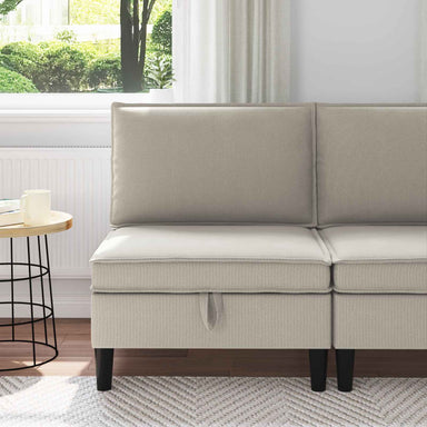 Middelse Sofa met Opbergruimte Havermout Fluweel