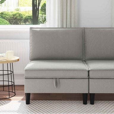 Middelse Sofa met Opbergruimte Lichtgrijs Fluweel