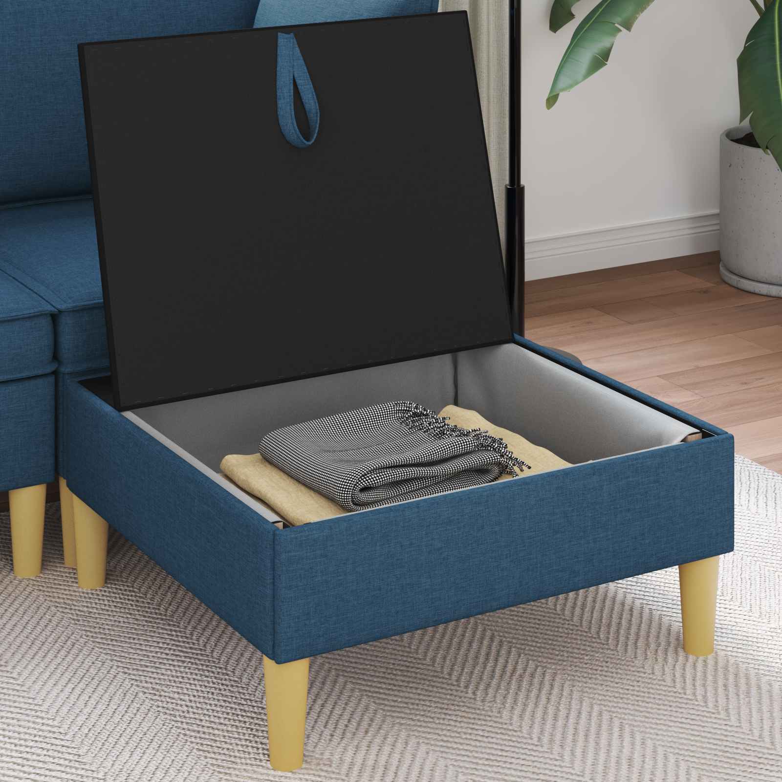 Sofa Kruk met Opslag Blauw Stof