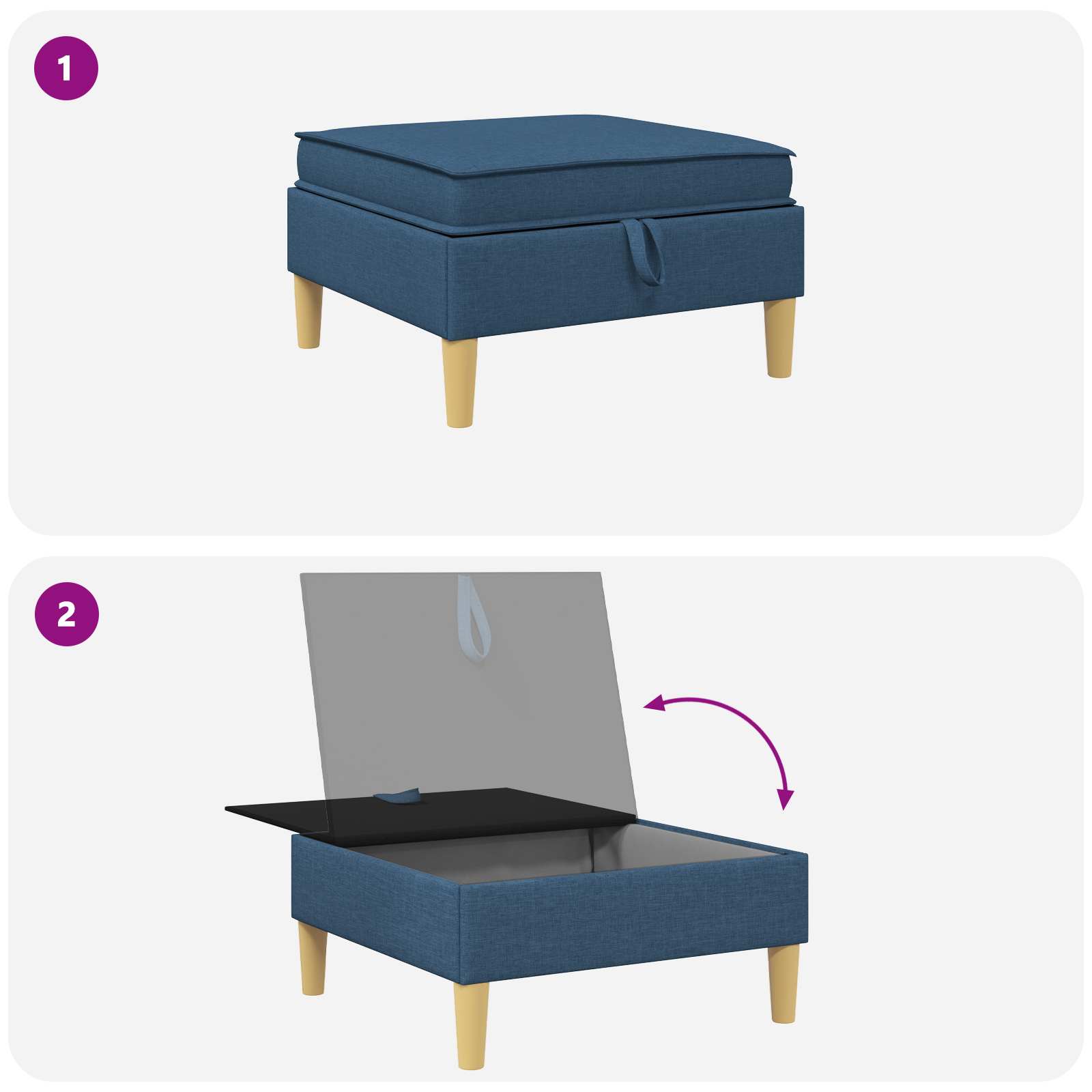 Sofa Kruk met Opslag Blauw Stof