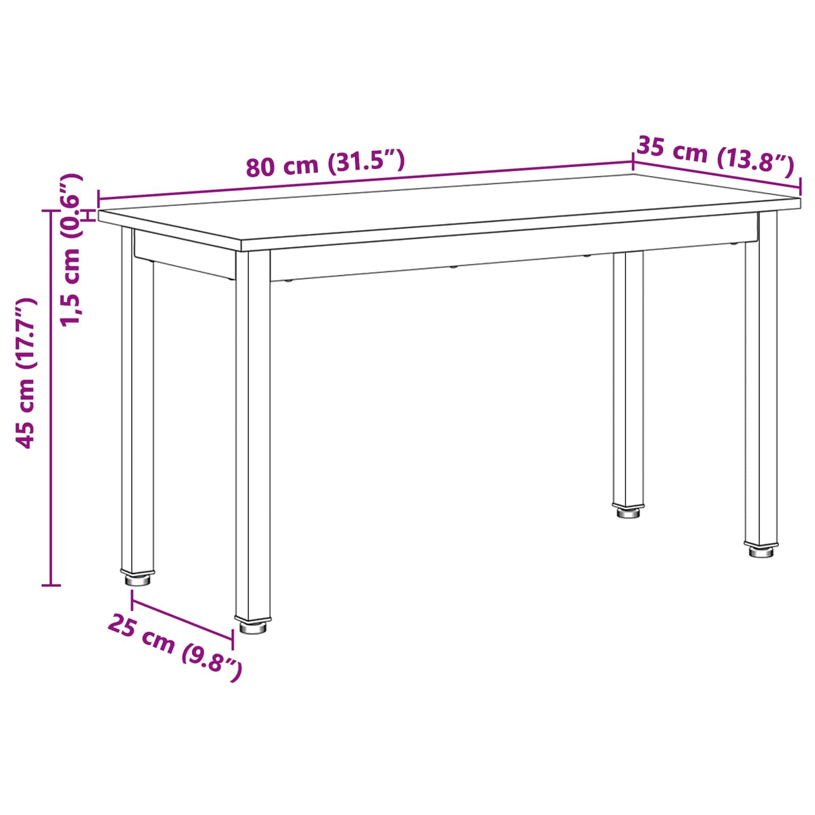 Bank Wit 80 x 35 x 45 cm Massief grenenhout