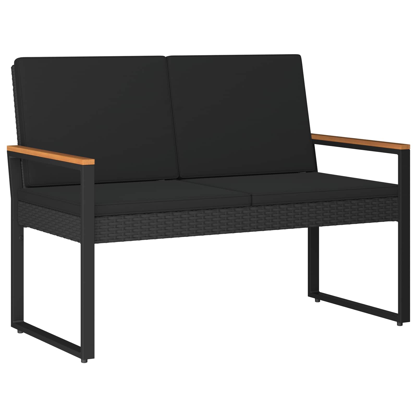 Tuinbank met kussen Zwart 107 x 61 x 80 cm poly rattan
