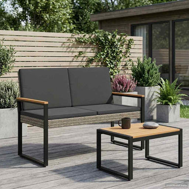 Tuinbank Grijs en Donkergrijs 107 x 61 x 80 cm poly rattan