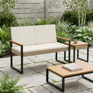 Tuinbank Beige en Crème Wit 107 x 61 x 80 cm poly rattan