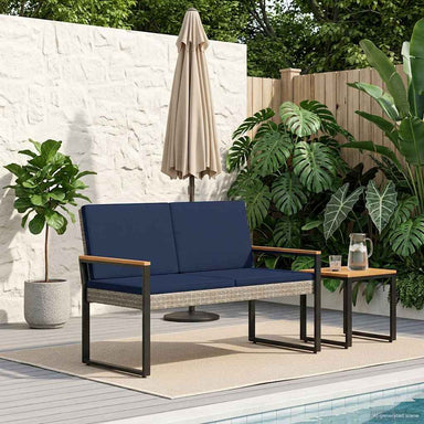 Tuinbank Grijs en Marineblauw 107 x 61 x 80 cm poly rattan