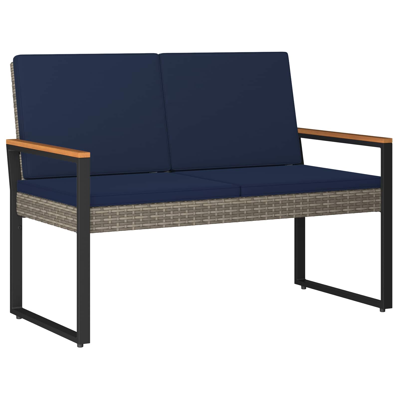 Tuinbank Grijs en Marineblauw 107 x 61 x 80 cm poly rattan