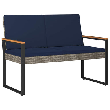 Tuinbank Grijs en Marineblauw 107 x 61 x 80 cm poly rattan