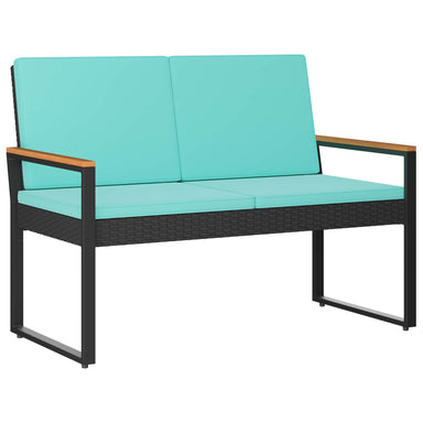 Tuinbank Zwart en Turquoise 107 x 61 x 80 cm poly rattan