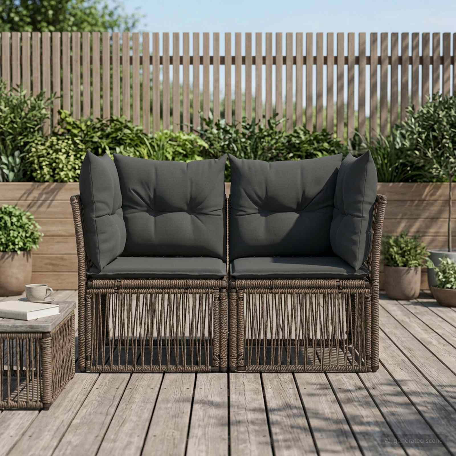 Tuinbank 2-Aantal zitplaatsen Grijs poly rattan
