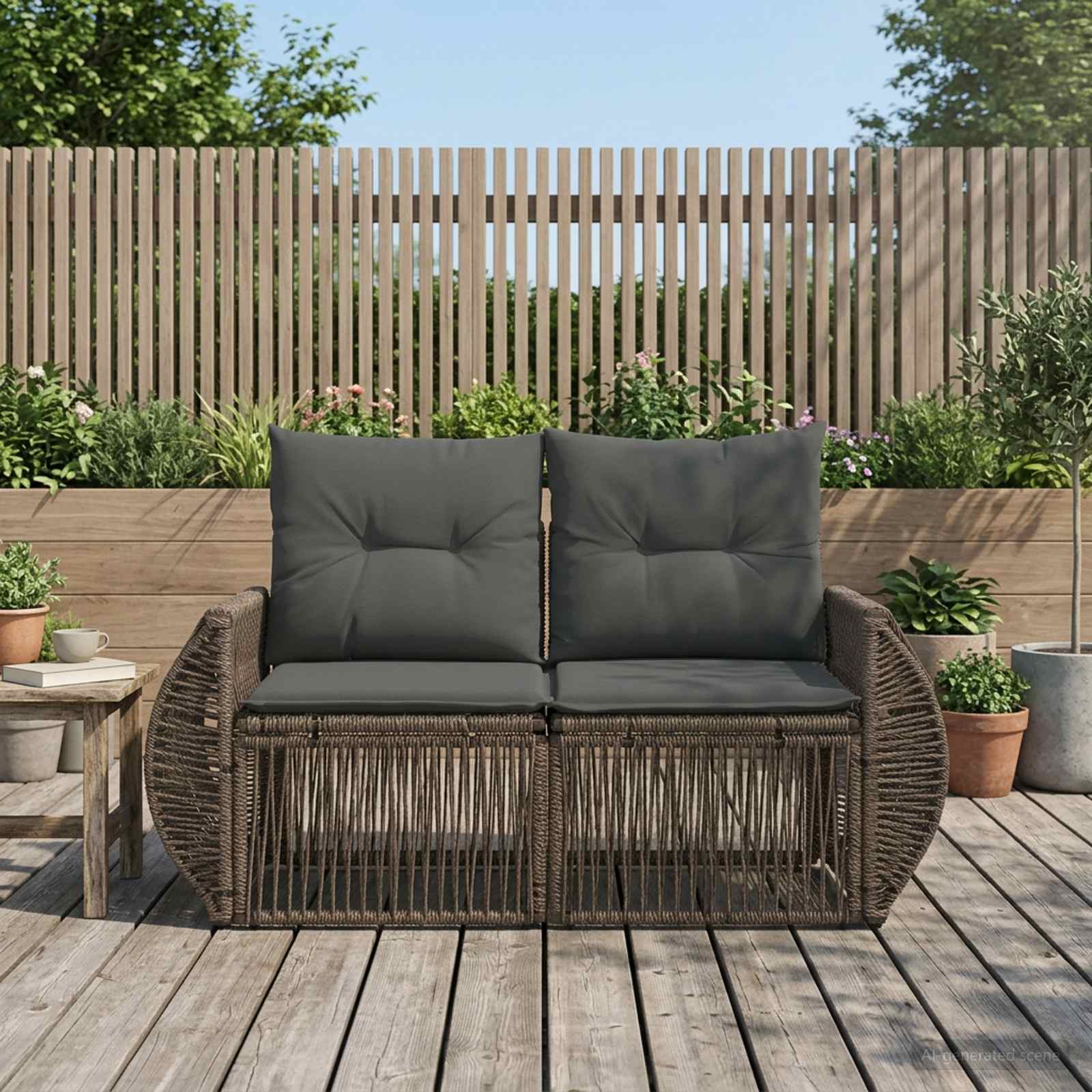 Tuinbank 2-Aantal zitplaatsen Grijs poly rattan