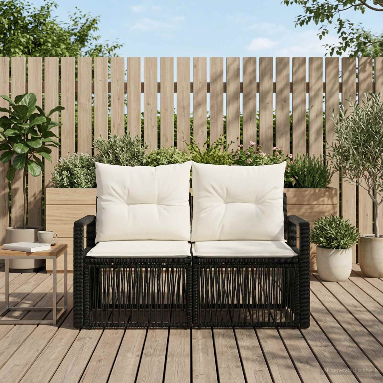 Tuinbank 2-Aantal zitplaatsen Zwart poly rattan