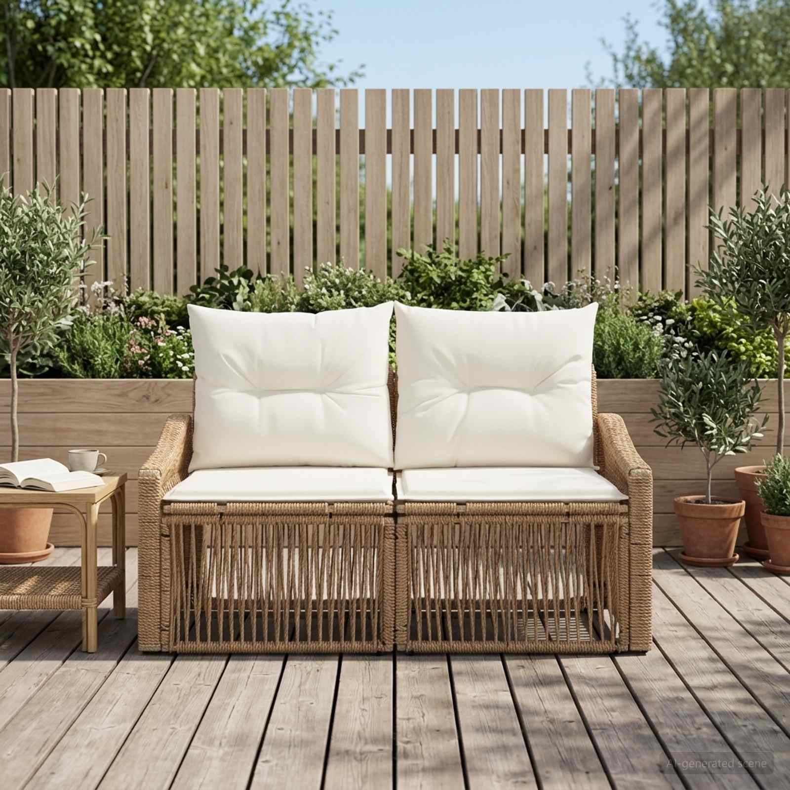 Tuinbank 2-Aantal zitplaatsen Beige poly rattan