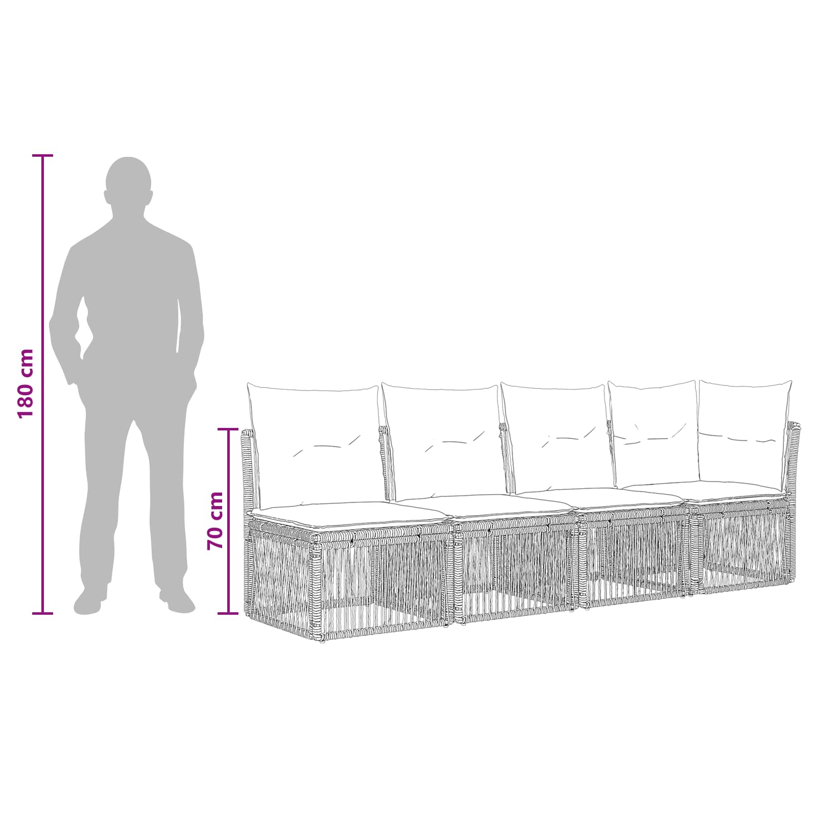 4-Zits Sofa met Linkerarm 4 st 4-Aantal zitplaatsen Zwart