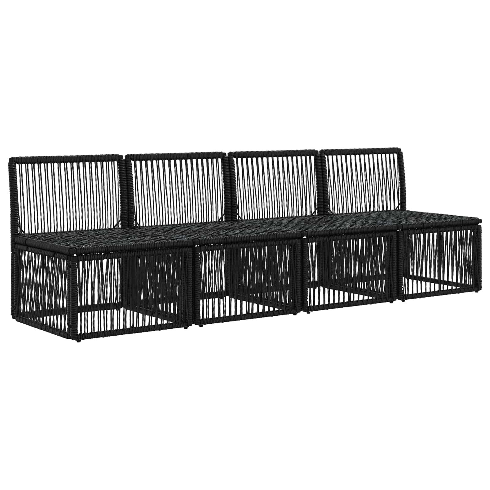 4-zits bank 4 st 4-Aantal zitplaatsen Zwart poly rattan