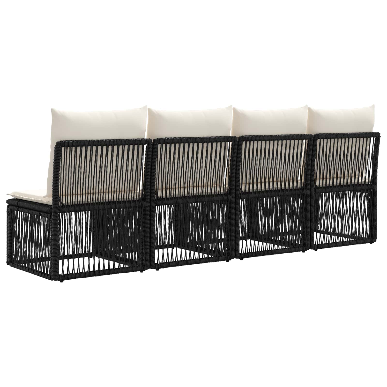 4-zits bank 4 st 4-Aantal zitplaatsen Zwart poly rattan