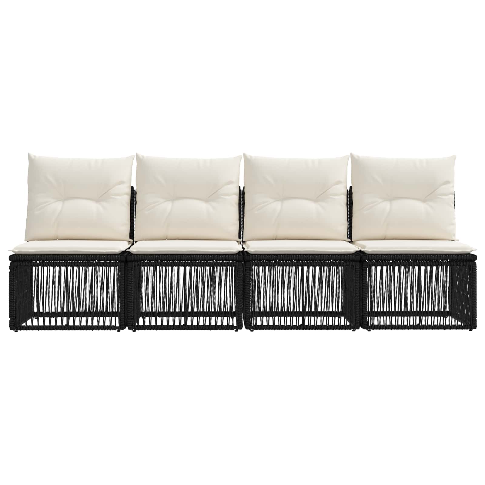 4-zits bank 4 st 4-Aantal zitplaatsen Zwart poly rattan