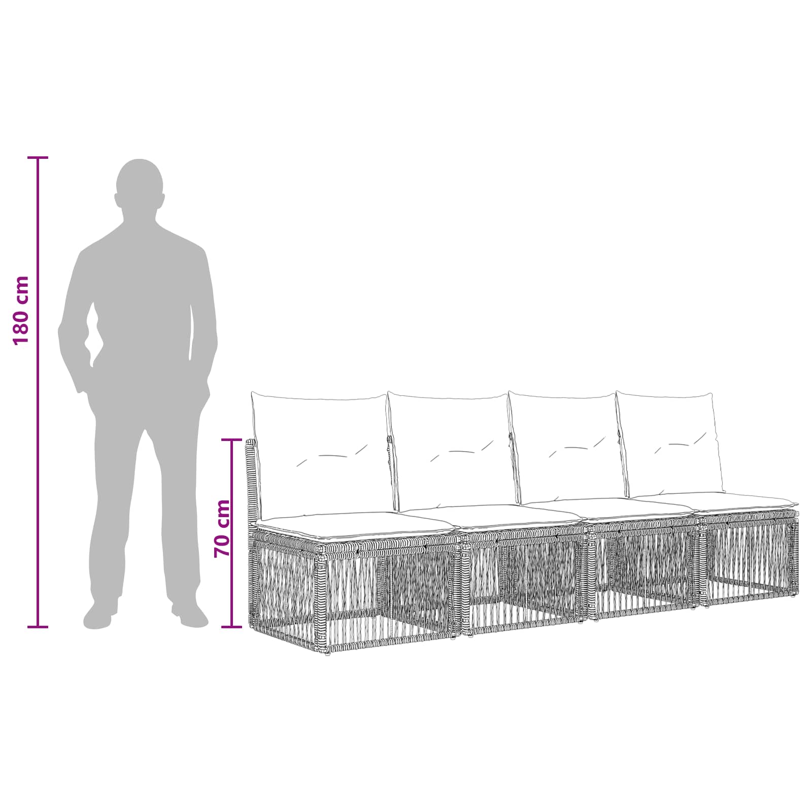 4-zits bank 4 st 4-Aantal zitplaatsen Zwart poly rattan