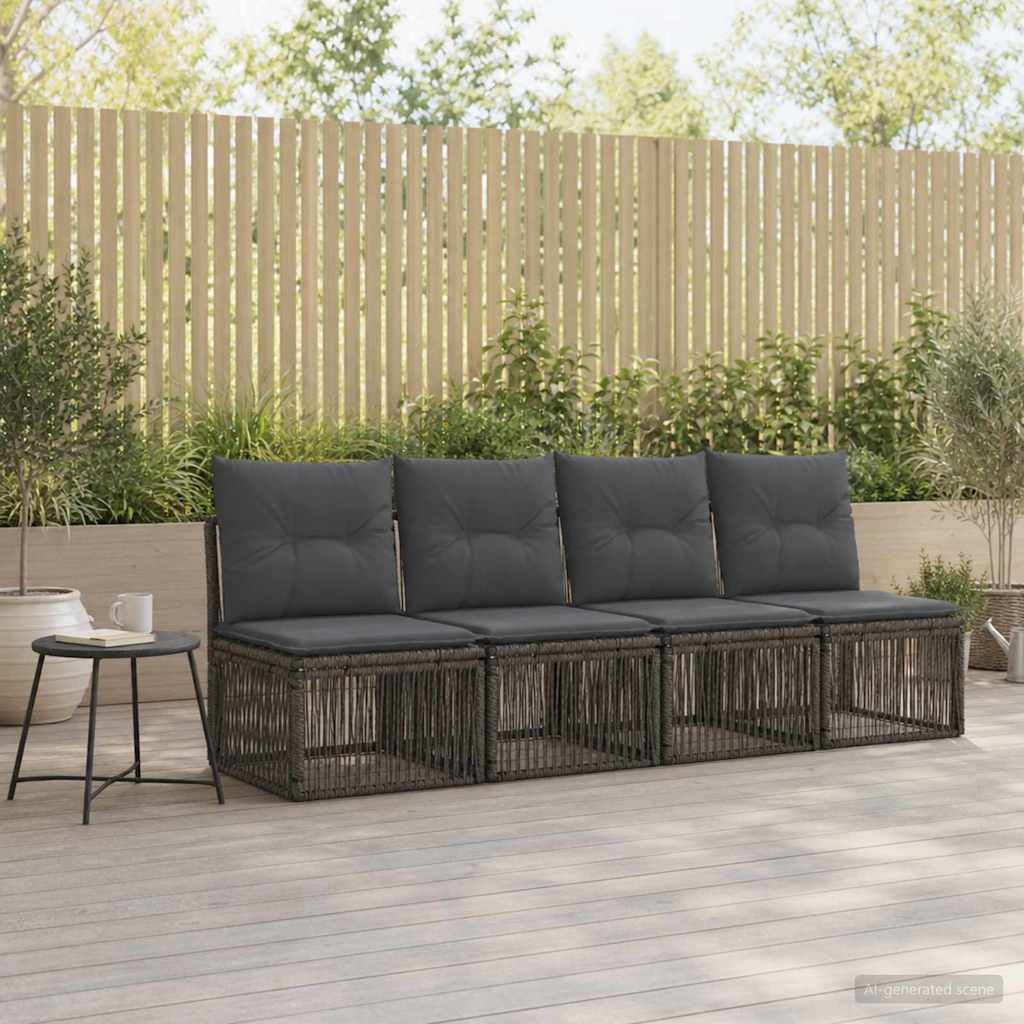 4-zits bank 4 st 4-Aantal zitplaatsen Grijs poly rattan