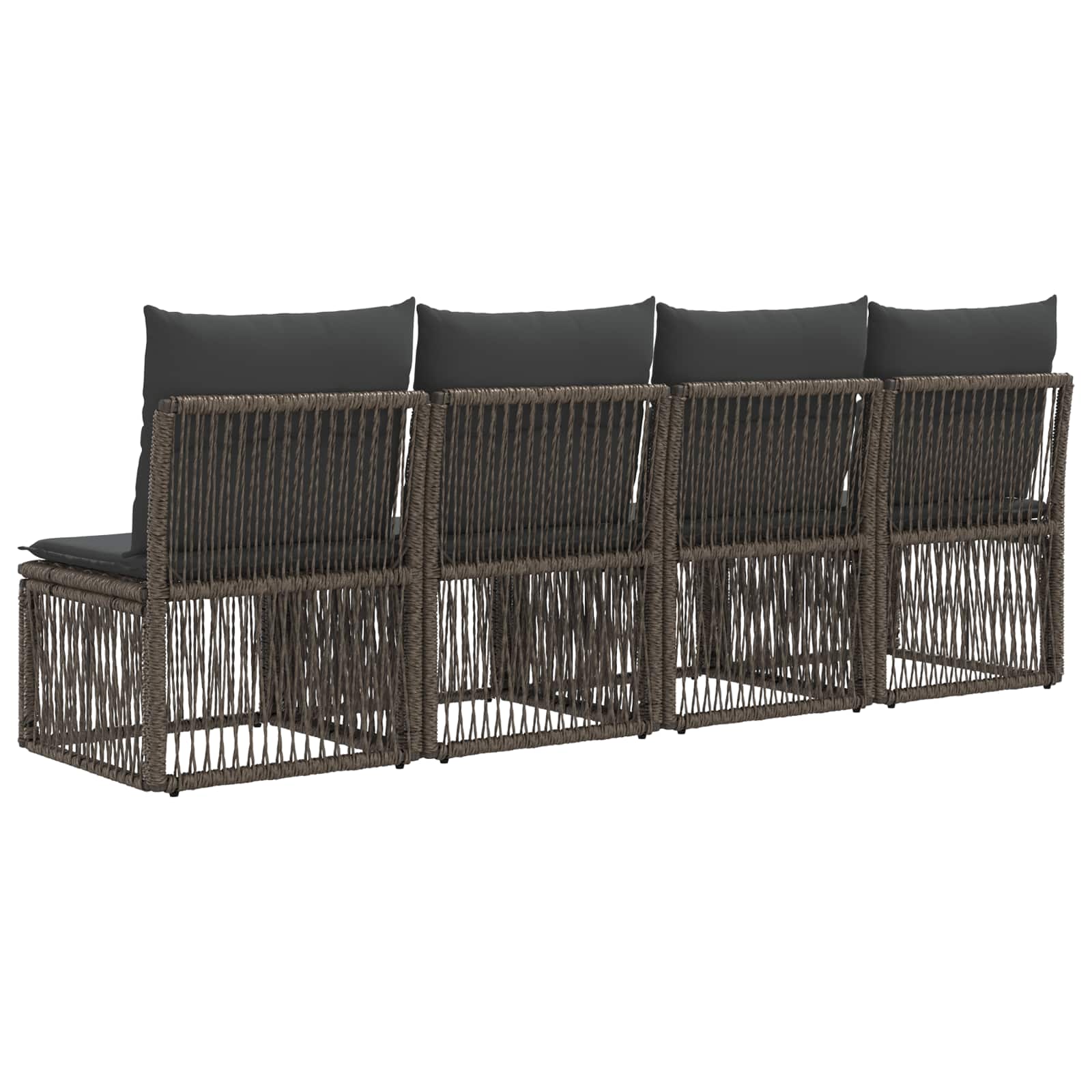 4-zits bank 4 st 4-Aantal zitplaatsen Grijs poly rattan