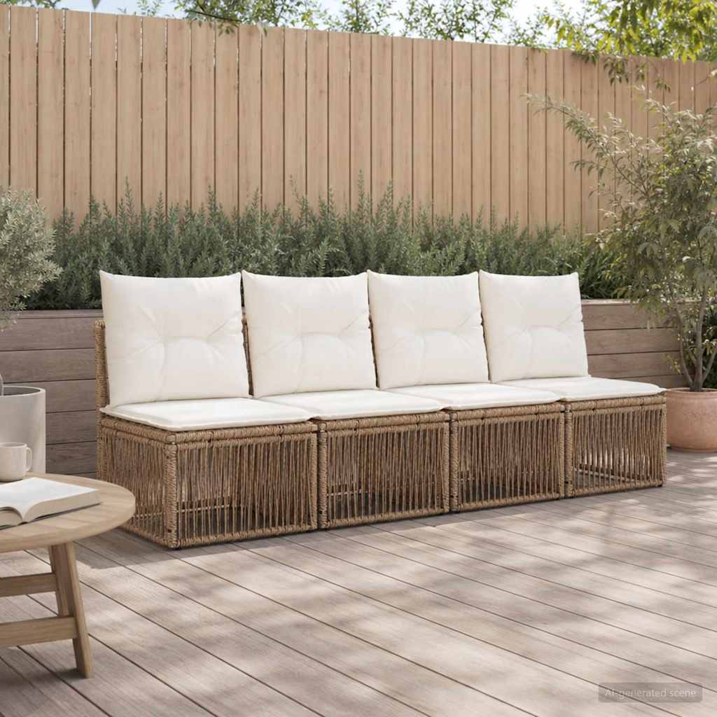 4-zits bank 4 st 4-Aantal zitplaatsen Beige poly rattan