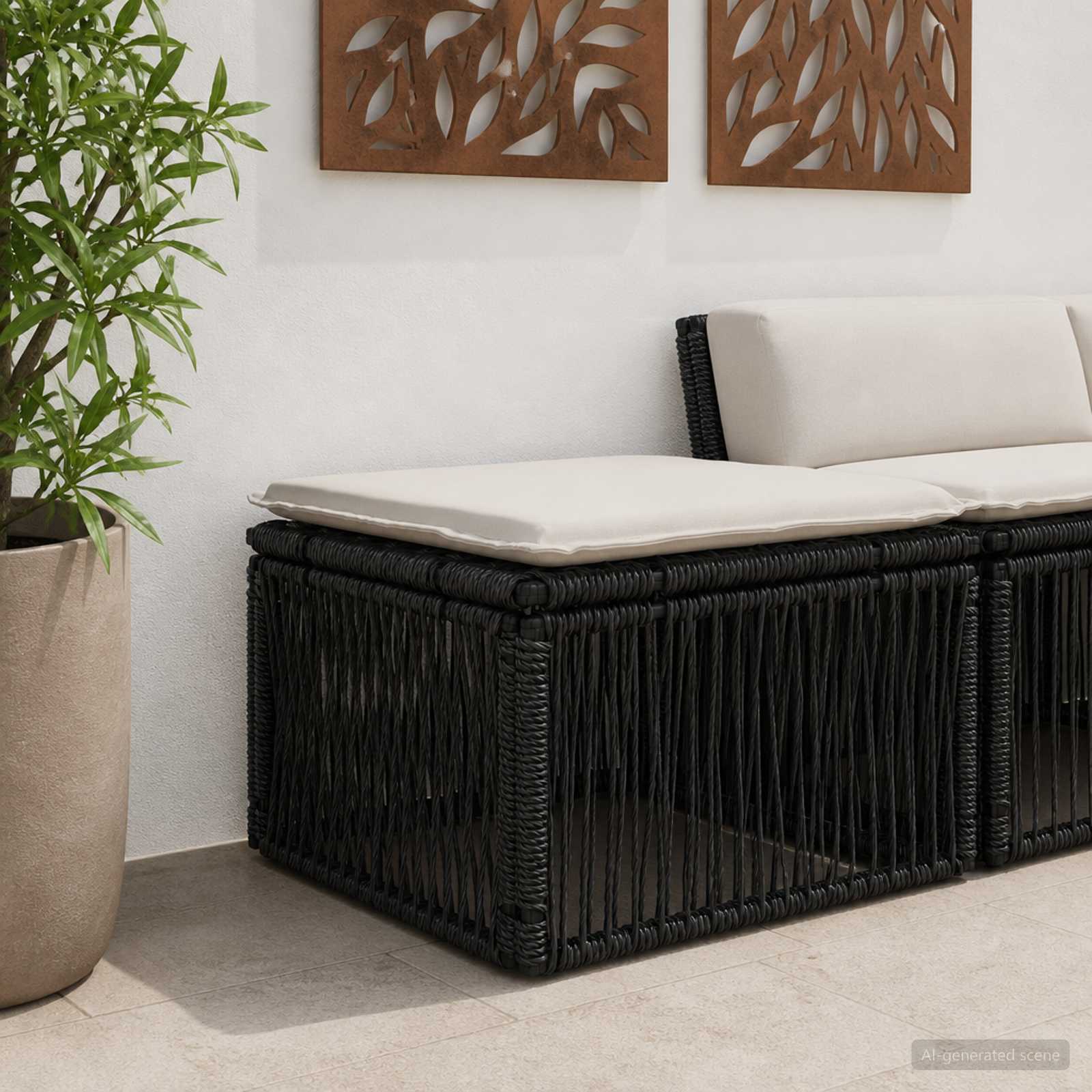 voetensteun Zwart poly rattan