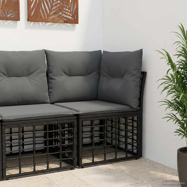 Modulaire Outdoor Hoek Sofa Eenheid Zwart poly rattan