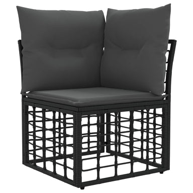 Modulaire Outdoor Hoek Sofa Eenheid Zwart poly rattan