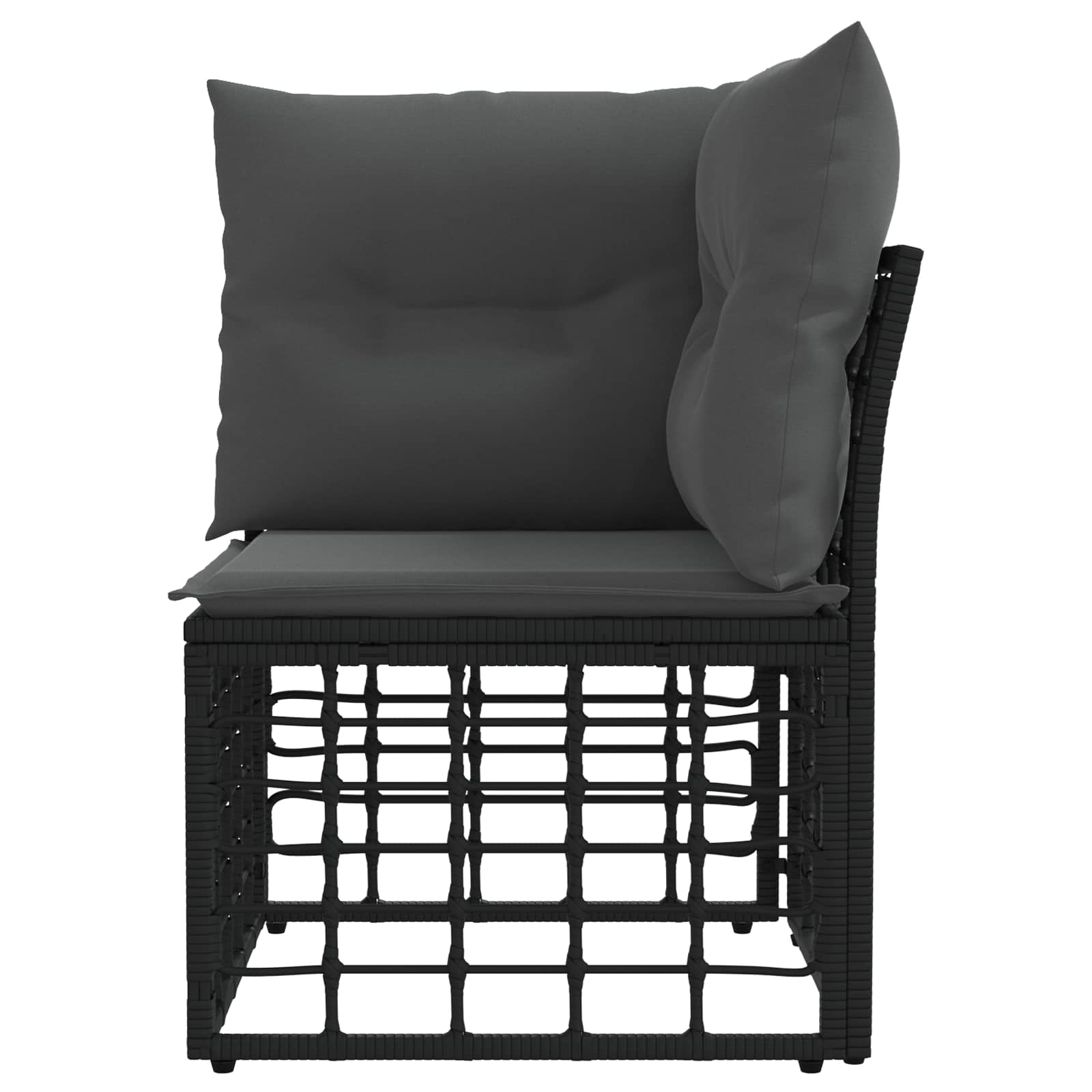 Modulaire Outdoor Hoek Sofa Eenheid Zwart poly rattan