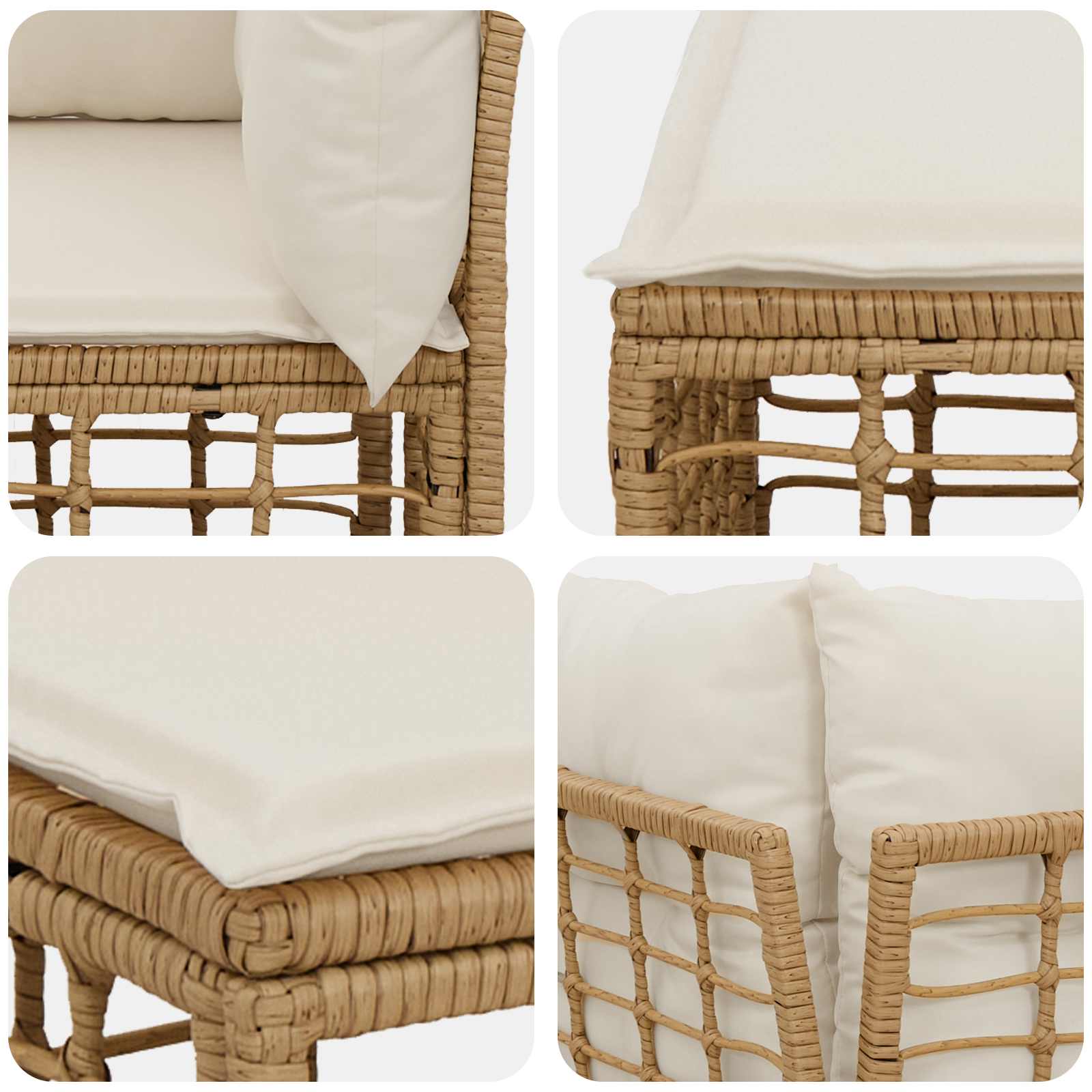Modulaire Outdoor Hoek Sofa Eenheid Naturel poly rattan