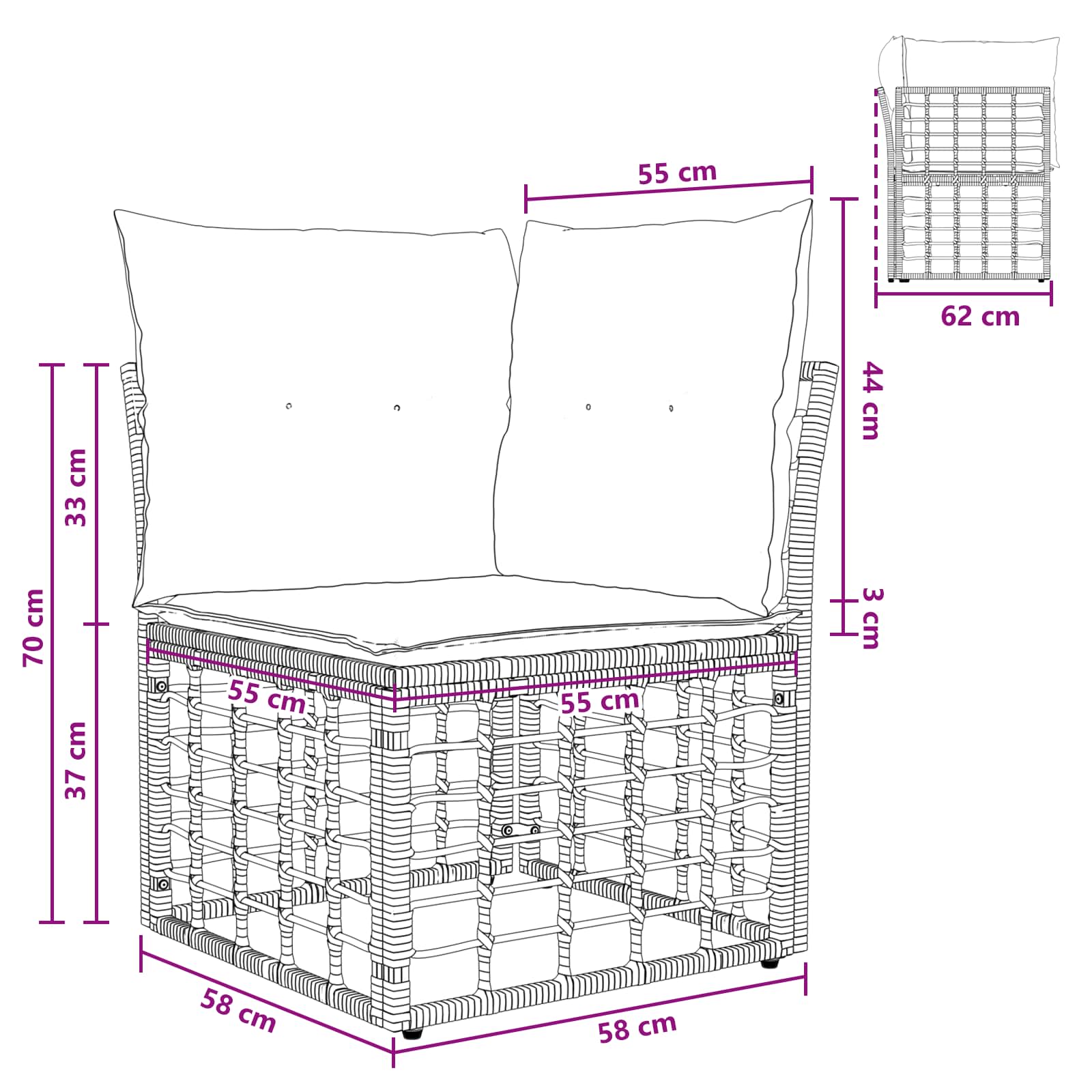 Modulaire Outdoor Hoek Sofa Eenheid Naturel poly rattan