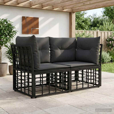 Buiten loveseat 2 st 2-Aantal zitplaatsen Zwart en Donkergrijs