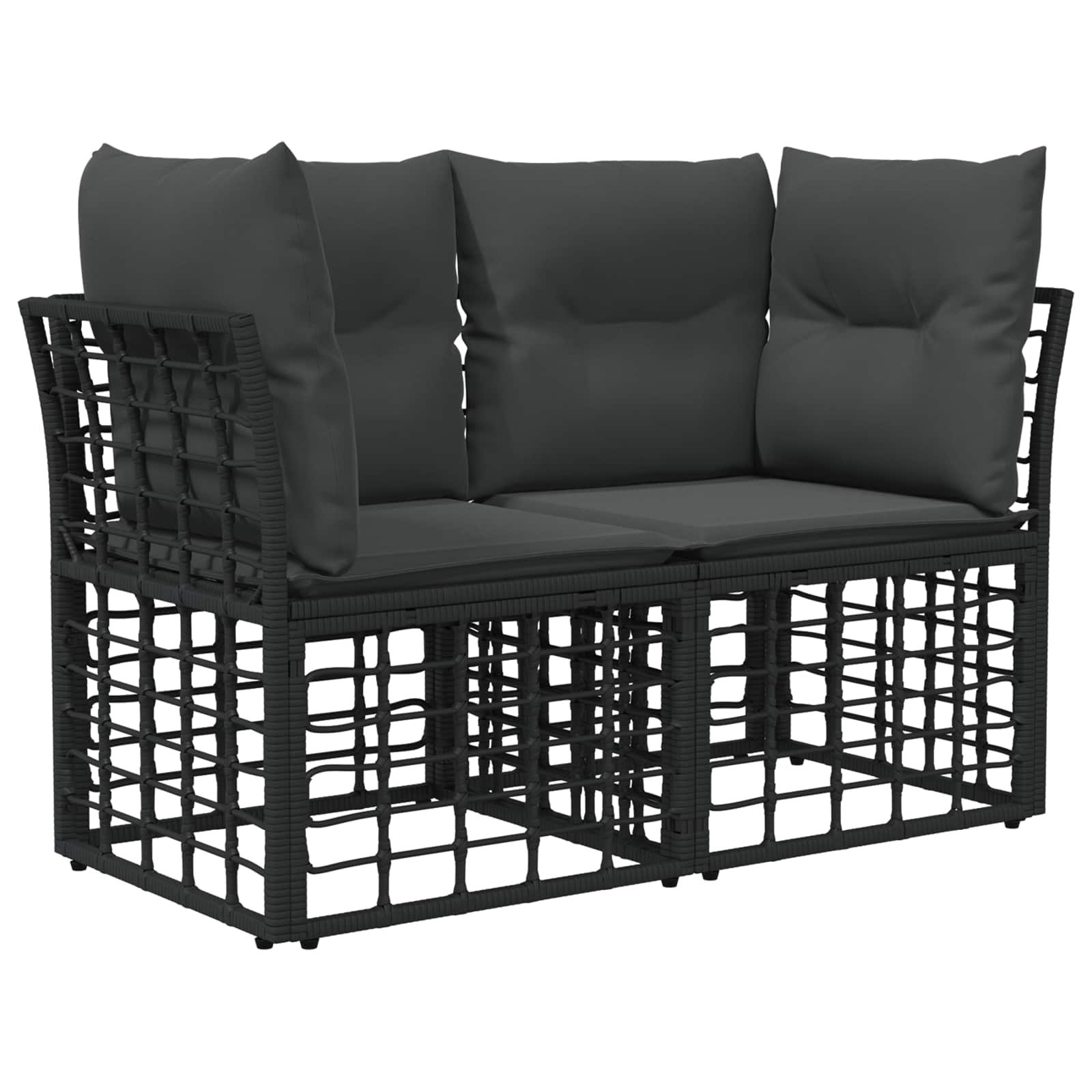 Buiten loveseat 2 st 2-Aantal zitplaatsen Zwart en Donkergrijs
