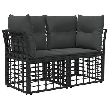 Buiten loveseat 2 st 2-Aantal zitplaatsen Zwart en Donkergrijs