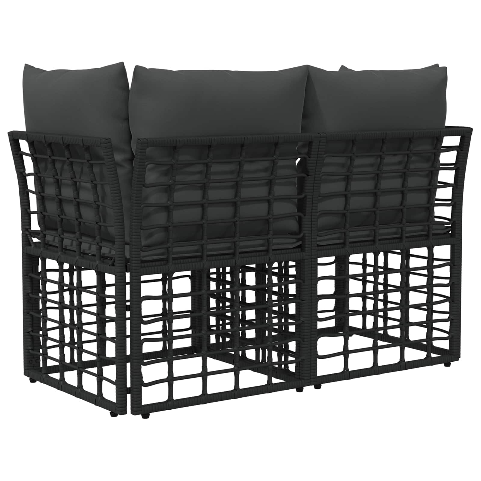 Buiten loveseat 2 st 2-Aantal zitplaatsen Zwart en Donkergrijs