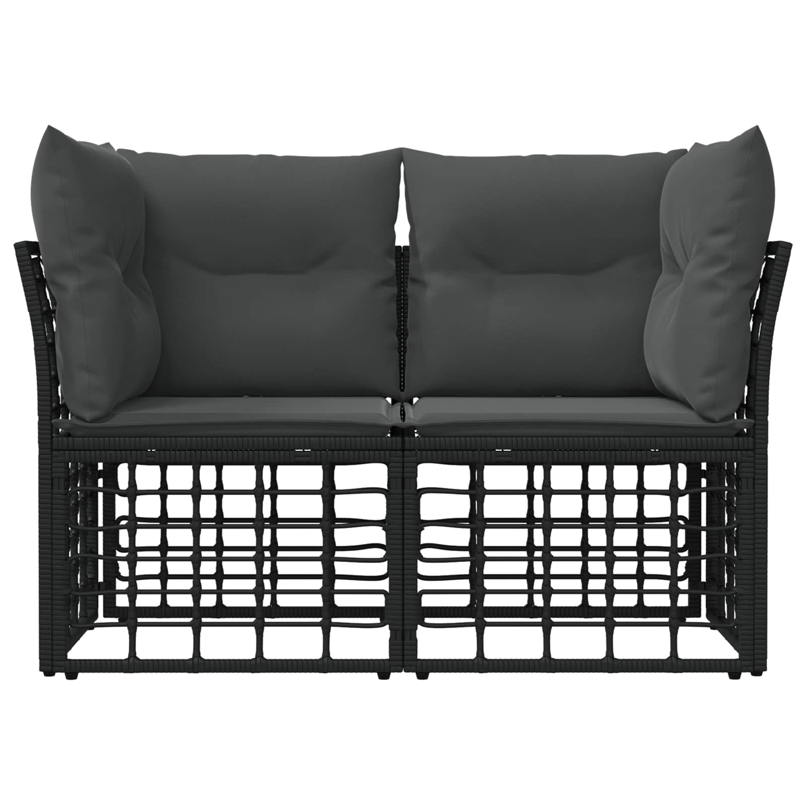 Buiten loveseat 2 st 2-Aantal zitplaatsen Zwart en Donkergrijs
