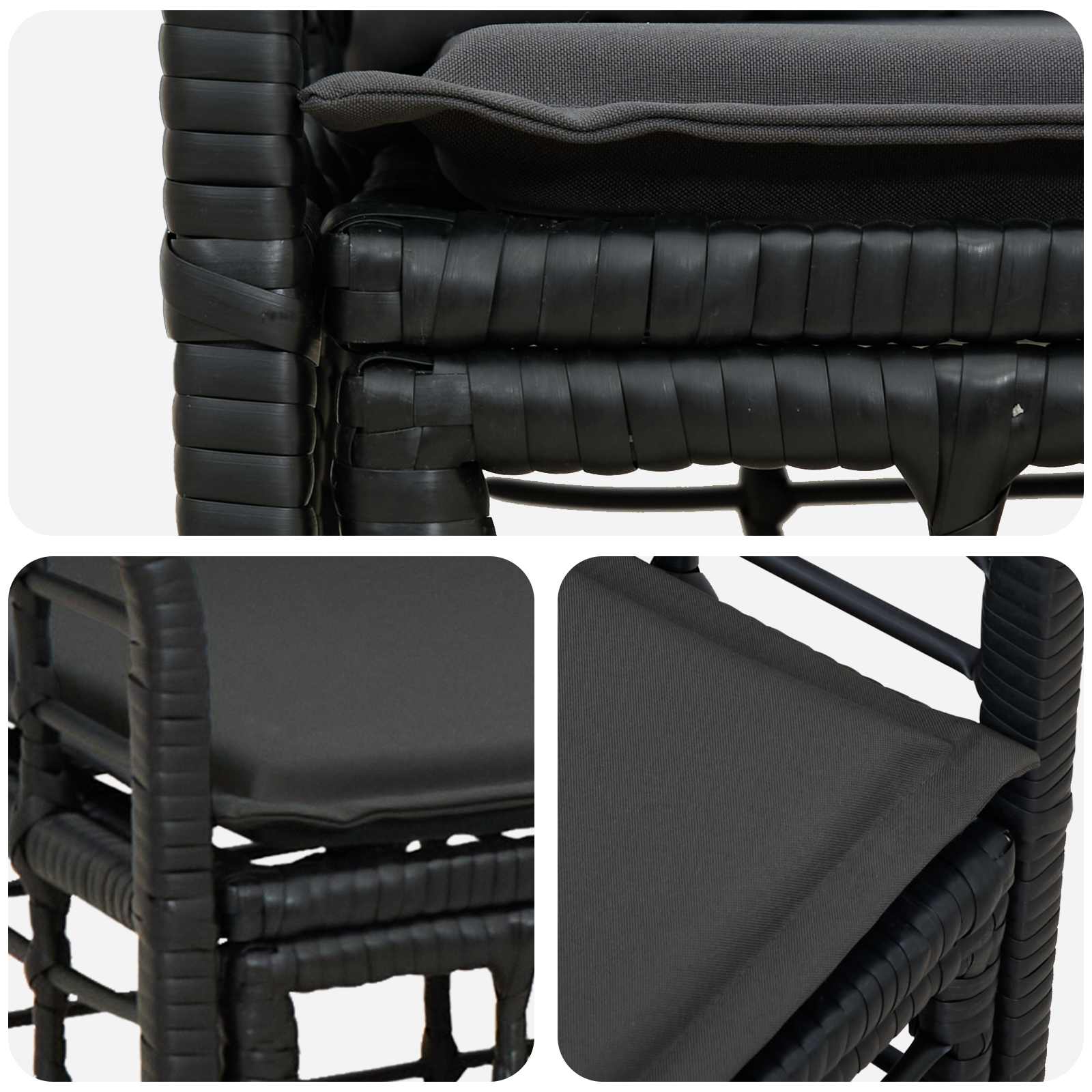 Buiten loveseat 2 st 2-Aantal zitplaatsen Zwart en Donkergrijs